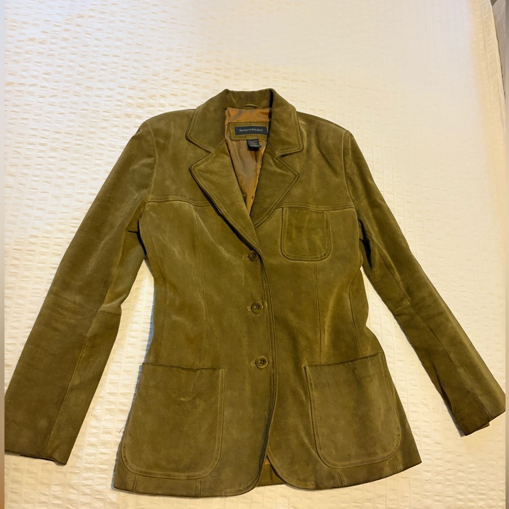 Banana Republic Olive Green Suede Blazer